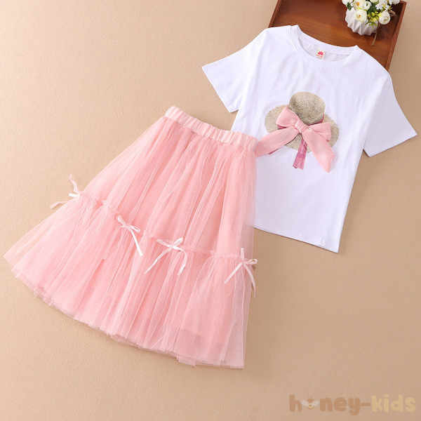 ホワイト02/Tシャツ+ピンク/スカート