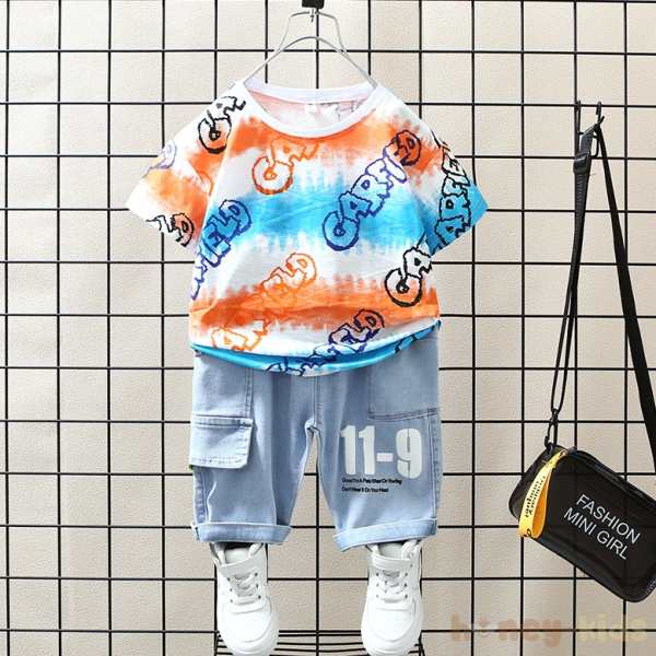 オレンジ/Tシャツ+ブルー/パンツ