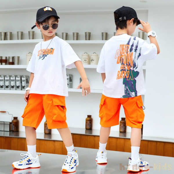 ホワイト/Tシャツ+オレンジ/パンツ