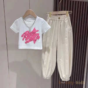 ホワイト/Tシャツ＋アプリコット/パンツ