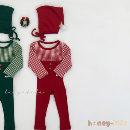 レッド/ロンパース+帽子